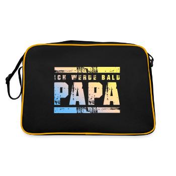 Ich werde Bald Papa - Retro Tasche - Schwarz/Gold - Hinten