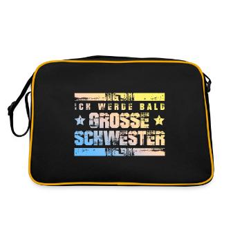 Ich werde Bald Schwester - Retro Tasche - Schwarz/Gold - Hinten