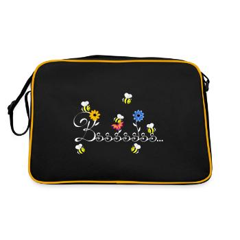 Bumblebee Bee Wasp Flowers Flowers Honey Spring - Retro Bag - black/gold - Back