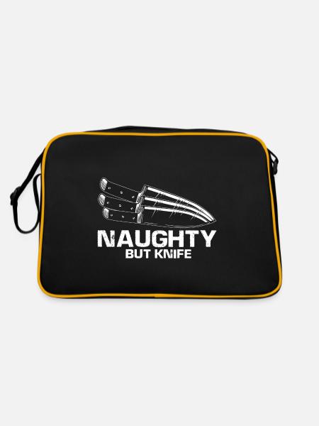 Leben ist besser mit Messer Messersammler - Retro Tasche - Schwarz/Gold - Hinten