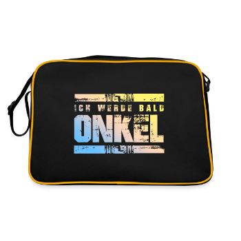 Ich werde Bald Onkel - Retro Tasche - Schwarz/Gold - Hinten