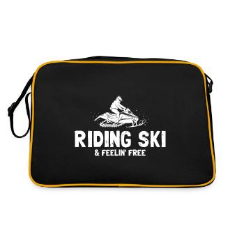 Schneemobilfahrer und Skidoo Design - Retro Tasche - Schwarz/Gold - Hinten