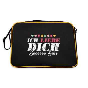 Ich Liebe Dich So Sehr - Retro Tasche - Schwarz/Gold - Hinten