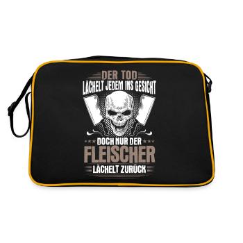 Fleischer Metzger Fleischerei Metzgerei Geschenk - Retro Tasche - Schwarz/Gold - Hinten