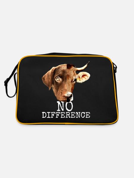 No Difference Pro Vegan Vegetarian Animal Welfare - Retro Bag - black/gold - Back
