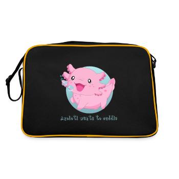 Knuddel Axolotl Schwanzlurch Salamander - Retro Tasche - Schwarz/Gold - Hinten