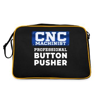 CnC Machinist Button Pusher Funny Quote Gift Idea - Retro Bag - black/gold - Back