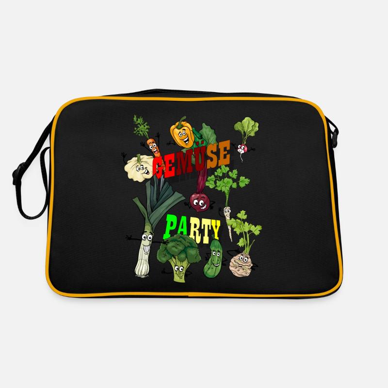 Gemüse Party - Retro Tasche - Schwarz/Gold