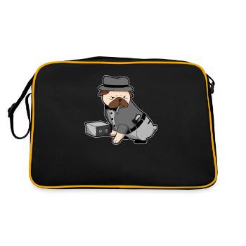 Chien Bulldogge Mops chien policier commissaire cadeau - Sac Retro - noir/or - Dos