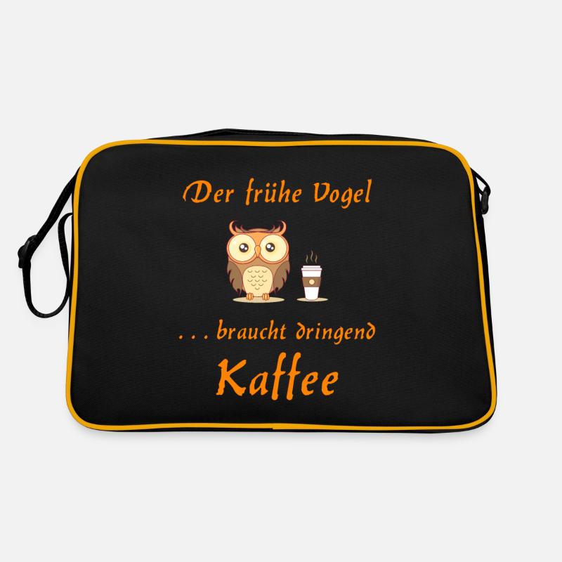 Der frühe Vogel braucht dringend Kaffee Retro Tasche