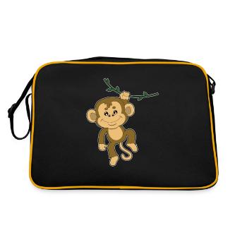 Monkey Monkey Orang Utan Gorilla Chimp Baboon - Sac Retro - noir/or - Dos