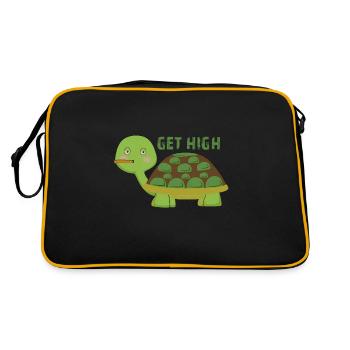 Chillkröte Kiffer Kiffen Joint Weed - Retro Tasche - Schwarz/Gold - Hinten