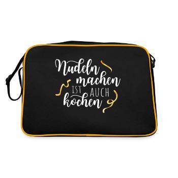 Nudeln Machen Ist Auch Kochen Pasta Spaghetti Fan - Retro Tasche - Schwarz/Gold - Hinten
