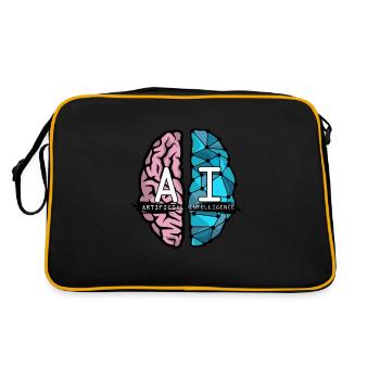KI Nerd Künstliche Intelligenz Gehirn Geschenke - Retro Tasche - Schwarz/Gold - Hinten