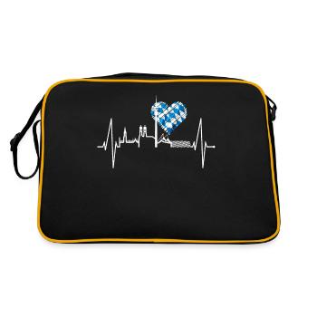 Munich Skyline Heartbeat Bayern Fan Drapeau Bleu - Sac Retro - noir/or - Dos