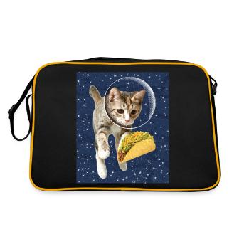 Cat and taco - Retro Bag - black/gold - Back