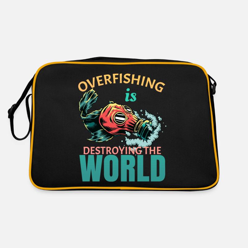 Überfischung zerstört Welt Umweltschutz Geschenk Retro Tasche