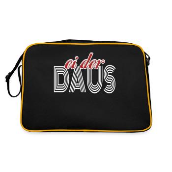Ei Der Daus Sprichwort Deutsche Redensart Spruch - Retro Tasche - Schwarz/Gold - Hinten