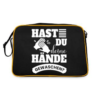 Hast Du Hände Gewaschen? Coronavirus COVID19 2020 - Retro Tasche - Schwarz/Gold - Hinten