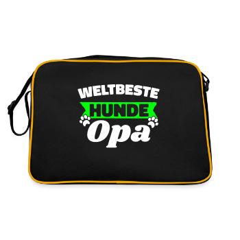 Weltbester Hunde Opa - Retro Tasche - Schwarz/Gold - Hinten