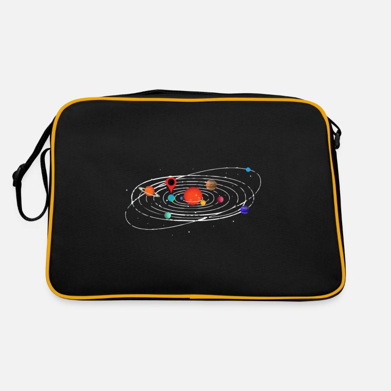 Sonnensystem Karte - Retro Tasche - Schwarz/Gold
