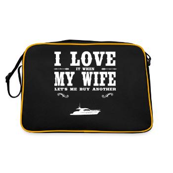Ship I Love My Wife - Funny Ship Lover Present - Retro Bag - black/gold - Back