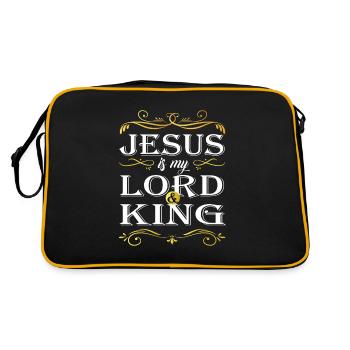Jesus Christ Christians he is my lord and king - Retro Bag - black/gold - Back