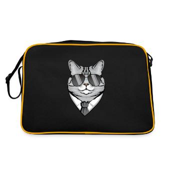 Chat avec lunettes de soleil, chemise et cravate - Sac Retro - noir/or - Dos