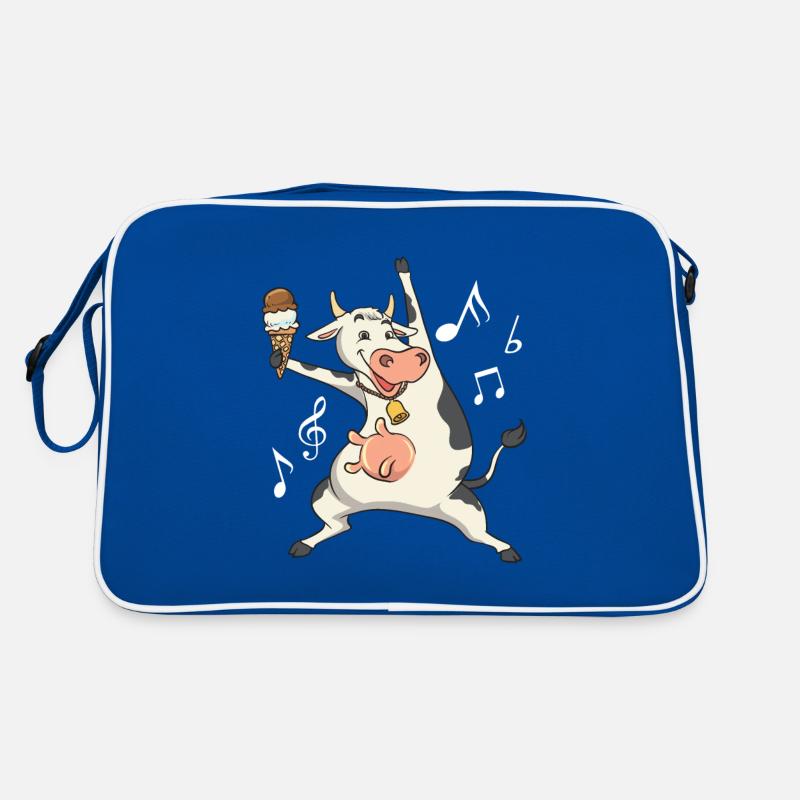 Vache dansante avec crème glacée et notes de musique Sac Retro