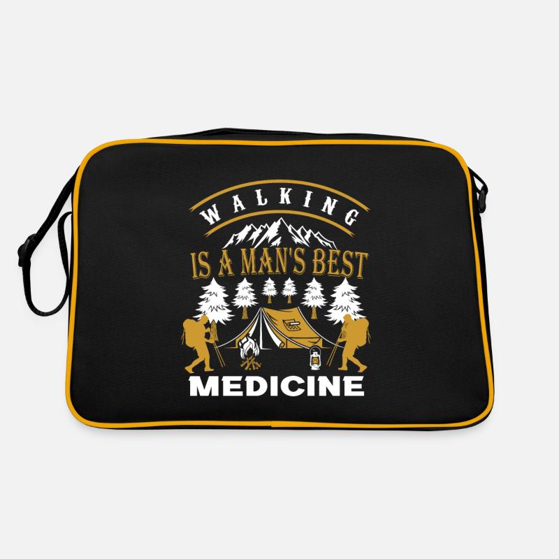 Walking is a man's best medicinde. Walking funny - Retro Bag - black/gold