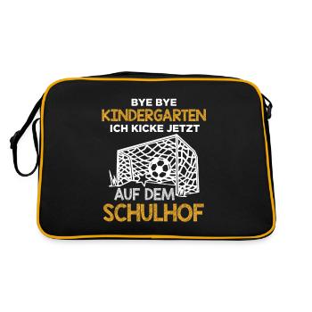 Einschulung Schulanfang Kindergarten Schulstart - Retro Tasche - Schwarz/Gold - Hinten