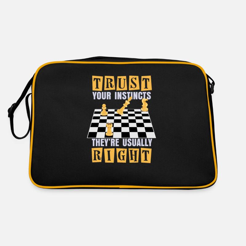 Vertraue deinem Instinkt | Schachspieler - Retro Tasche - Schwarz/Gold