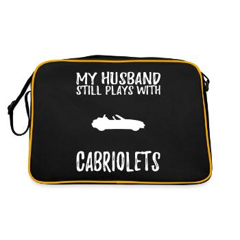 Funny cabriolet tee my husband still plays with ca - Retro Tasche - Schwarz/Gold - Hinten