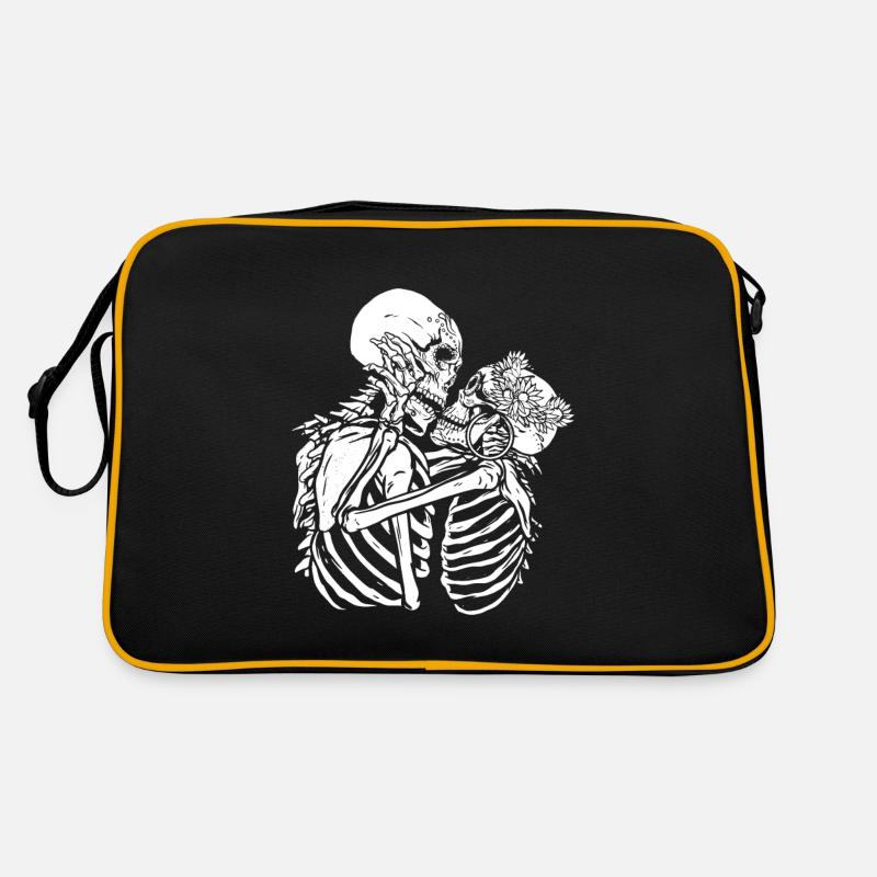 Skelette küssen Bestes Geschenk - Retro Tasche - Schwarz/Gold
