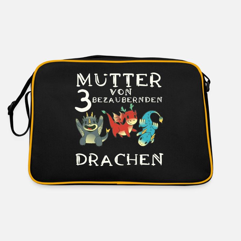 Frau Mutter Drachen - Retro Tasche - Schwarz/Gold