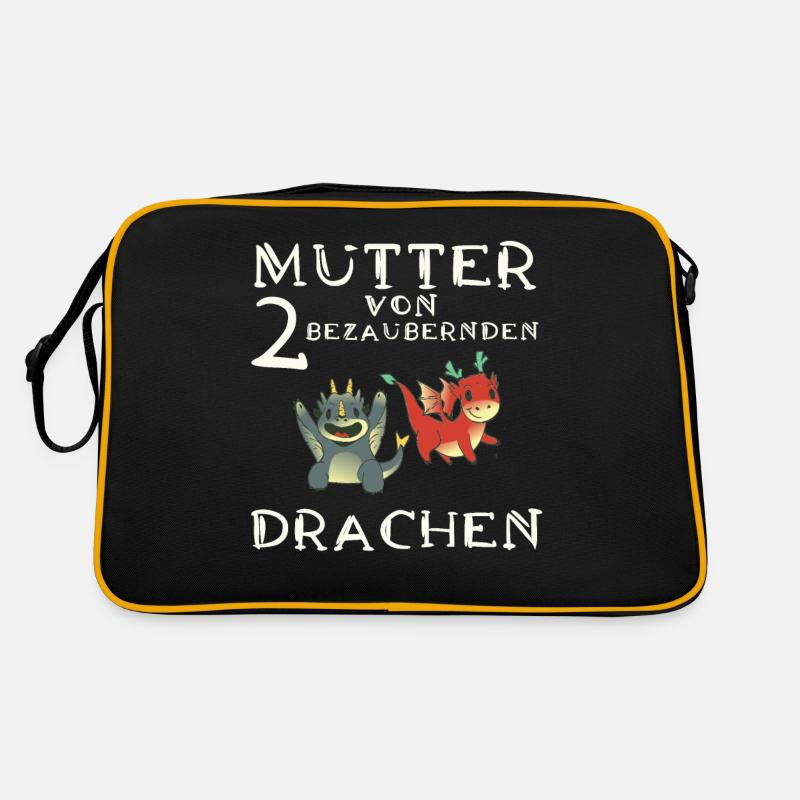 Frau Mutter Drachen - Retro Tasche - Schwarz/Gold