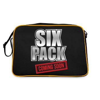 Six Pack Coming Soon - Fitness Sport Workout Gym - Retro Tasche - Schwarz/Gold - Hinten
