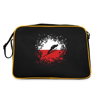 Skispringer Polen PL Wintersport Flagge Splash Ski - Retro Tasche - Schwarz/Gold - Hinten