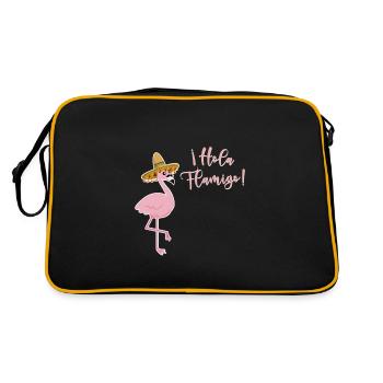 Flamingo Hola Flamigo Animal Pink Flock Hawaii - Retro Bag - black/gold - Back