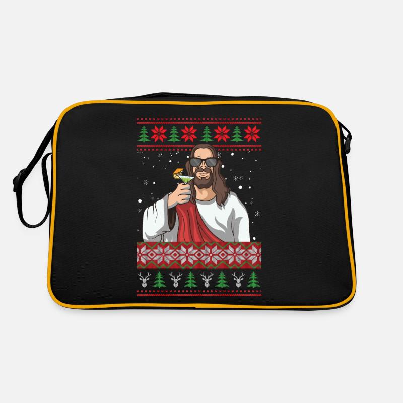 Jesus Ugly Christmas Sweater - Retro Tasche - Schwarz/Gold