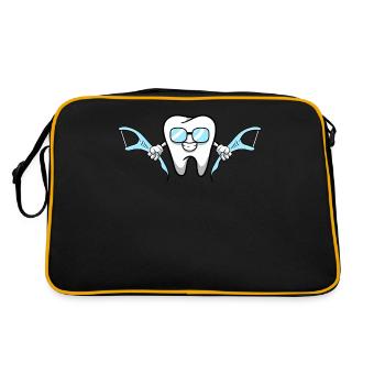 Costume paresseux de soie dentaire de dessin animé souriant - Sac Retro - noir/or - Dos