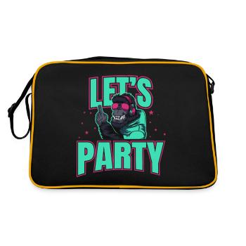 Let´s Party DJ Affe Feier Gorilla Geschenkidee - Retro Tasche - Schwarz/Gold - Hinten