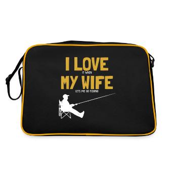 I love my Wife Fishing Deep Sea Boat Ice Fly - Retro Bag - black/gold - Back