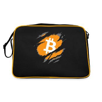 Bitcoin BTC und Crypto Design - Retro Tasche - Schwarz/Gold - Hinten