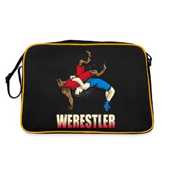 Werestler. Lustige Halloween Amateur Wrestler - Retro Tasche - Schwarz/Gold - Hinten