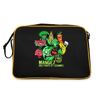Mangez des fruits et legumes. - Sac Retro - noir/or - Dos