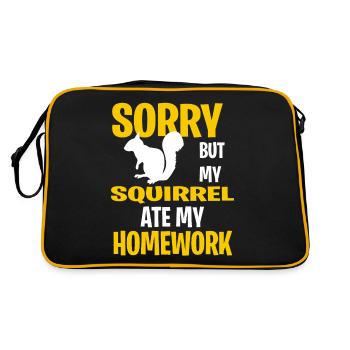 Funny Squirrel Present Idea - Retro Tasche - Schwarz/Gold - Hinten