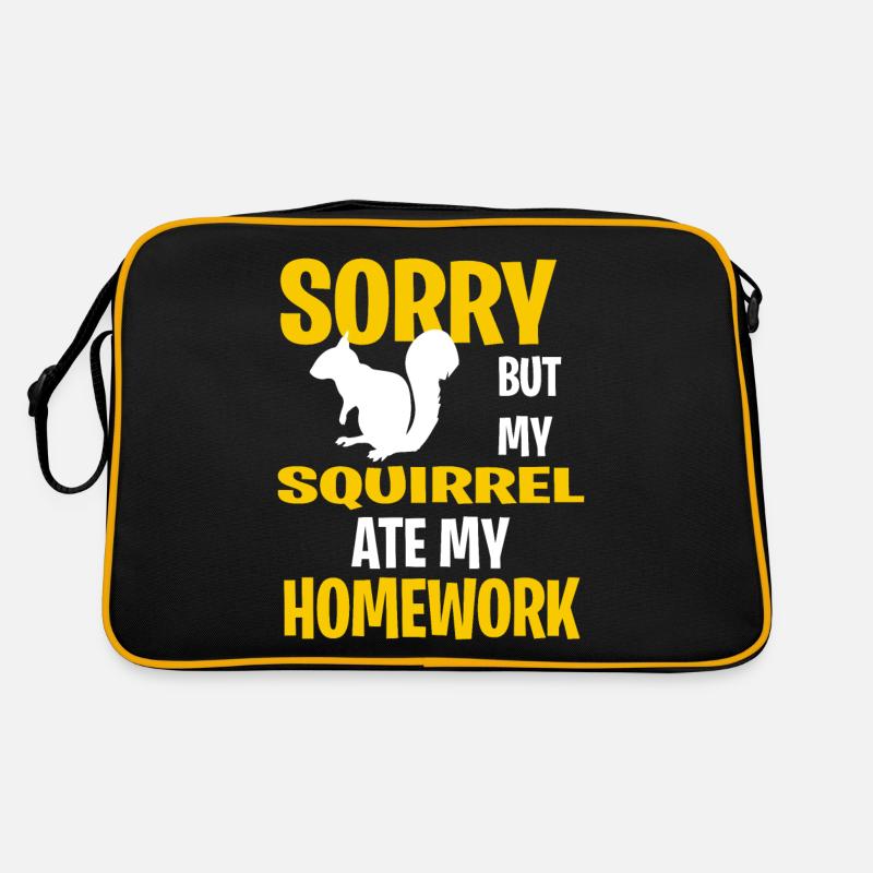 Funny Squirrel Present Idea - Retro Bag - black/gold