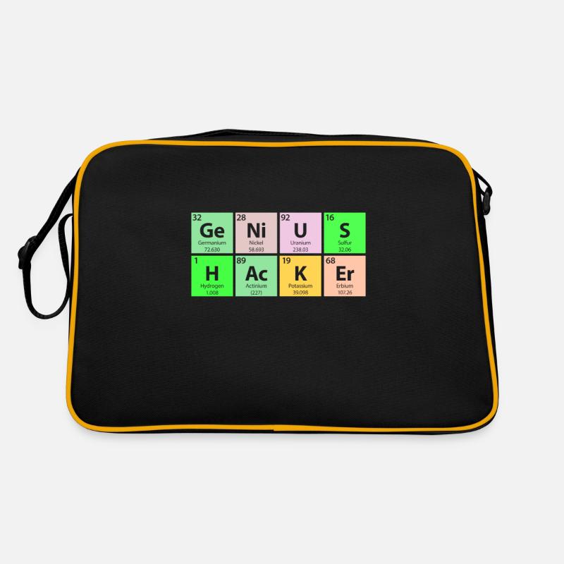 Genius Hacker Periodic Table - Retro Bag - black/gold