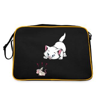 Katze und Maus Achtung Katze - Retro Tasche - Schwarz/Gold - Hinten